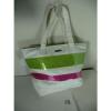 Julie Brown Cream Canvas Green Pink Sequin Beach Tote Bag NWOT $109.00