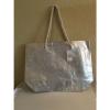 Saks Fifth Avenue Metallic Straw Tote Beach Tote Bag New w/tag In Silver19*13 in