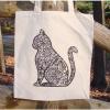 Cat Fashion Women Canvas Natural Shoulder Bags Beach Tote Zendoodle Coloring