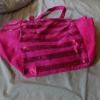 Victorias Secret Pink Sequin Canvas Tote Bag Beach Bag Side Pockets