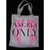 VICTORIA&#039;S SECRET Angel Wings Tote IVORY White Canvas Pink Logo Beach Travel Bag