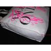 VICTORIA&#039;S SECRET Angel Wings Tote IVORY White Canvas Pink Logo Beach Travel Bag