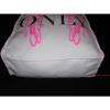 VICTORIA&#039;S SECRET Angel Wings Tote IVORY White Canvas Pink Logo Beach Travel Bag