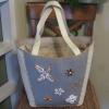 Large Woven Tote Bag Beach Pool Sea Shells Green Cream Tan CeeKlein Cee Klein