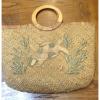 Cappelli Straw Wicker Purse Handbag Embroidered Travel Beach Bag Sea Turtle