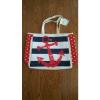 Cappelli Straworld Red White Blue Tote Beach Bag Anchor Patriotic Bonnie Rubel