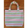 SALE! 50% OFF Handmade Large Pink Green Stripe Tote Beach Surf Pool Bag 19x16