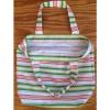 SALE! 50% OFF Handmade Large Pink Green Stripe Tote Beach Surf Pool Bag 19x16