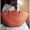 EXTRA LARGE ORANGE STRAW TOTE BEACH BAG PURSE SHOULDER HANDBAG POOL TRAVEL