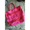 Giant beachbag size Victoria&#039;s Secret canvas NWOT hott pink w/sequin print