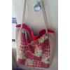 NWOT Large Kate McRostie beach vacation patchwork burlap fabric tote purse bag