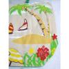 New Palms Sailboats Print Green White Yellow Green Fabric Beach Bag Lg Tote