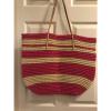 New Merona Target Leather Straw Beach Tote Bag Purse Rose Bright Pink Natural