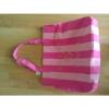 Victoria Secret Reversible Canvas Large Tote Beach Bag Purse Pink striped NWT