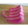 Victoria Secret Reversible Canvas Large Tote Beach Bag Purse Pink striped NWT