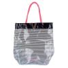 VICTORIA&#039;S SECRET Extra Large Black White Pink Stripe Beach Tote Travel Bag NWOT