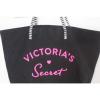 Victoria&#039;s Secret Black~Pink~White Striped Large Canvas Tote/Beach/Hand Bag