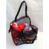 New Black Mesh Drawstring Beach Bag with Red Hibiscus Print Lg Towel 30&#034;x 60&#034;