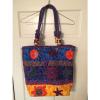 Sun &#034;n&#034; Sand Cotton Canvas Beach Bag Tote, Ex Large, Bright Colors, Ex Cond