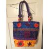 Sun &#034;n&#034; Sand Cotton Canvas Beach Bag Tote, Ex Large, Bright Colors, Ex Cond