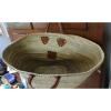 Large Natural Straw Beach Bag, 23&#034; long,12&#034; high,10&#034;wide, brown leather handles