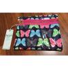 Mud Pie Jute Water Resistant Bikini Electronic Cosmetic Bag Pool Beach Butterfly