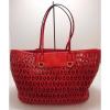 NEW- SAM EDELMAN Large Passion Red Lined Leather Tote Beach Bag Shopper