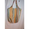 LONGABERGER Print Canvas TOTE BAG Carryall Casual Beach Reversible Striped Flora