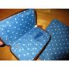 New Travel Make Up Beach Bag 3 Piece Set Blue w/ White Polka Dots