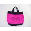 Victoria&#039;s Secret Extra Large Canvas Tote Shopper Beach Bag Pink Red Logo Front