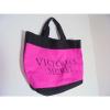 Victoria&#039;s Secret Extra Large Canvas Tote Shopper Beach Bag Pink Red Logo Front