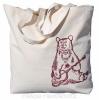 Canvas Tote Bag - Beach Travel Market Nautical Cotton - Burgundy Banjo Bear NEW