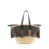 Auth Saint Laurent Cesto East-West Fringe-Trim Woven Tote Bag Beach Bag $2195