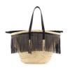 Auth Saint Laurent Cesto East-West Fringe-Trim Woven Tote Bag Beach Bag $2195