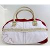 TRUE RELIGION WHITE AND RED WASHED CANVAS GYM DUFFEL BEACH HANDBAG SHOULDER BAG