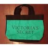 Victorias Secret Large Canvas Tote Bag 2016 Black Green &amp; Blue  EUC VS Beach