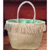 MOSSIMO Women Straw Woven Purse Handbag Beach Shoulder Bag Green Lined Medium