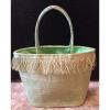 MOSSIMO Women Straw Woven Purse Handbag Beach Shoulder Bag Green Lined Medium