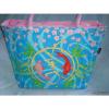 Large Blue Beach Bag Shopping Shoppers Tote Pool Gym Bag Waterproof Koi Fish