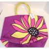 Two&#039;s Company Purple Pink Yellow Flower Jute Totebag Shopper Beach Bag New NWT