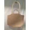 Purse Rusk Straw Beach Bag Top Close Zipper inside Pocket Woven Lined