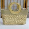 Womens Bijoux Terner Large Natural Wheat Straw Tote Beach Bag Handbag Wood Handl