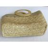 Womens Bijoux Terner Large Natural Wheat Straw Tote Beach Bag Handbag Wood Handl