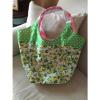 1 VICTORIA&#039;S SECRET BEACH PINK GREEN REVERSIBLE STRIPES CANVAS BAG TOTE  SHOPPER