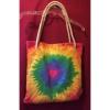 COLORFUL TYE DYE HEART TOTE BEACH SHOPPING BAG SCHOOL SPORTS 13.5&#034; X 14&#034;