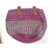 Finely Woven Colored Sea Grass Tote Leather Handles purple beach summer bag