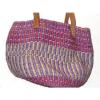 Finely Woven Colored Sea Grass Tote Leather Handles purple beach summer bag