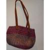 Finely Woven Colored Sea Grass Tote Leather Handles purple beach summer bag