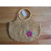 Delia&#039;s Vintage Style Straw Purse Bag Wood Handles Hobo Summer Beach Tote Flower