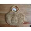 Delia&#039;s Vintage Style Straw Purse Bag Wood Handles Hobo Summer Beach Tote Flower